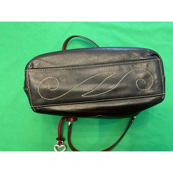 Brighton Black Leather Small Jodi Reversible Tote Handbag, heart stitch design - Picture 6 of 13